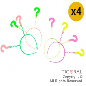 VINCHA RESORTE FLUO SIGNO INTERROGACION x 4