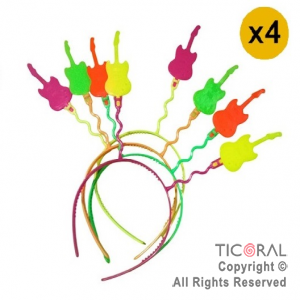 VINCHA RESORTE FLUO GUITARRA x 4