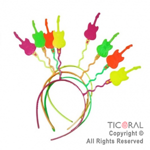 VINCHA RESORTE FLUO GUITARRA x 4
