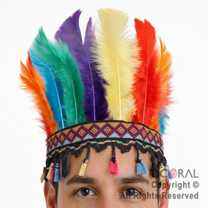 VINCHA INDIO PLUMAS MULTICOLOR x 1