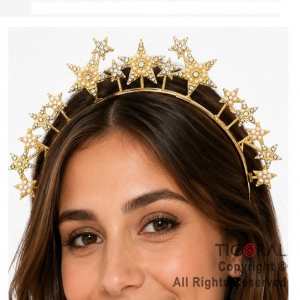 VINCHA METAL ORO ESTRELLAS CON STRASS