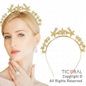 VINCHA METAL ORO ESTRELLAS CON STRASS