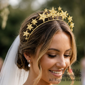VINCHA METAL ORO ESTRELLAS CON STRASS