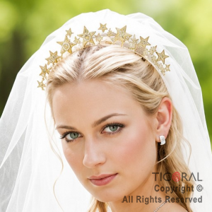 VINCHA METAL ORO ESTRELLAS CON STRASS