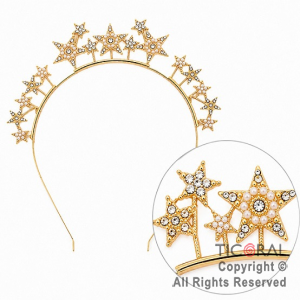 VINCHA METAL ORO ESTRELLAS CON STRASS