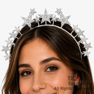 VINCHA METAL PLATA ESTRELLAS CON STRASS