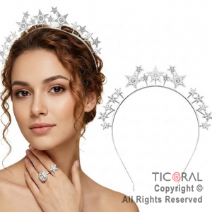 VINCHA METAL PLATA ESTRELLAS CON STRASS