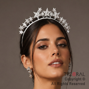 VINCHA METAL PLATA ESTRELLAS CON STRASS