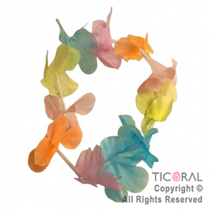 VINCHA TIARA HAWAIANA FLORES TELA MULTICOLOR PASTEL x 12