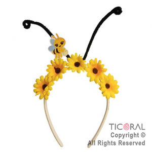 VINCHA ABEJITA Y FLORES AMARILLAS x 1