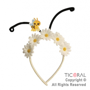 VINCHA ABEJITA Y FLORES BLANCAS x 1