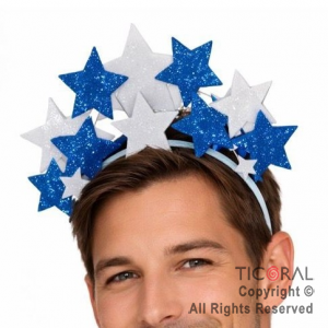 VINCHA ESTRELLAS CELESTE Y BLANCO x 1