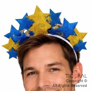 VINCHA ESTRELLAS AZUL Y AMARILLO x 1