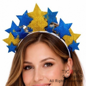 VINCHA ESTRELLAS AZUL Y AMARILLO x 1