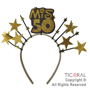 VINCHA PRECINTOS MIS 50 A�OS CON ESTRELLAS ORO x 1