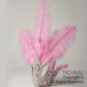 VINCHA TOCADO PREMIUM PLUMAS ROSA x 1